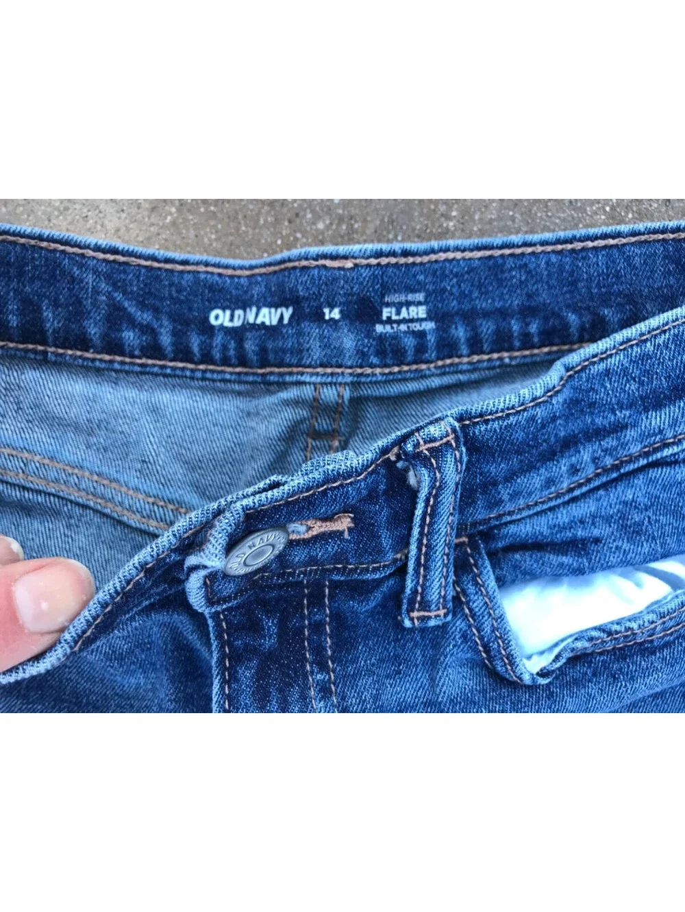 Juniors OLD NAVY Hi Rise Retro Flare Jeans 14 Blue Denim Lite Thigh Fade 26